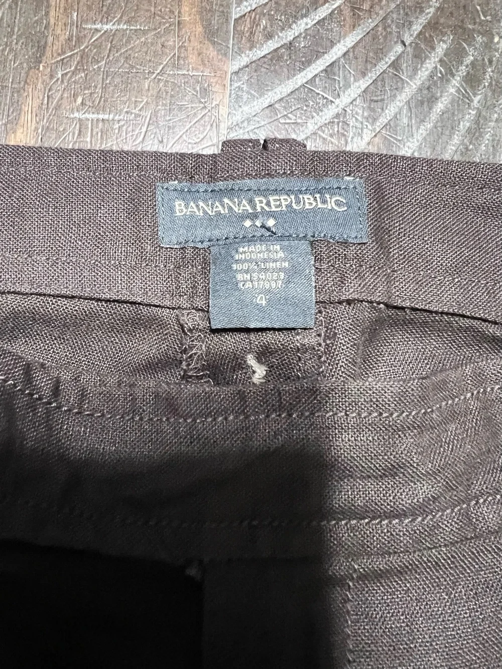 Banana Republic Ladies Dark Brown Retro Style Wide-Leg Linen Pants Size 4